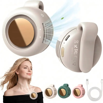 Tragbarer Bladeless Clip-Ventilator – Leiser Mini-USB-Ventilator mit 3 Geschwindigkeitsstufen, Wiederaufladbar, Verstellbar für Reisen, Büro, Sport und Outdoor-Aktivitäten