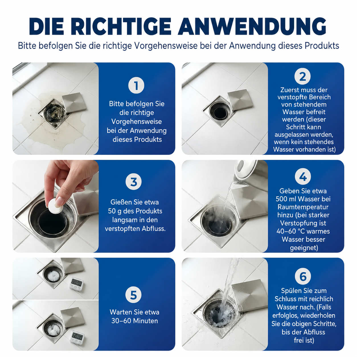 Pipe Dredging Effervescent Tablets, Dissolve Blockages & Deodorize Drains