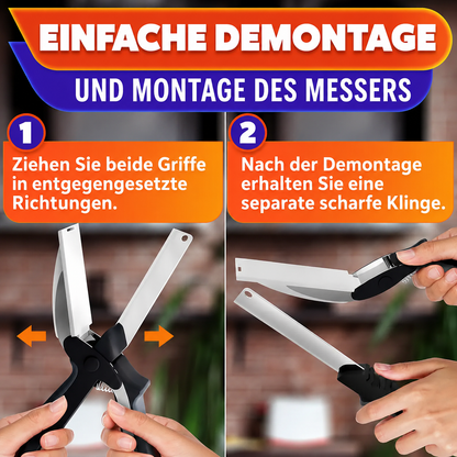 2-in-1 Küchenschere mit Schneidebrett, 24 cm, abnehmbare Lebensmittelschere aus Edelstahl, Gemüseschneider mit Sicherheitsverschluss, ideal für Obst, Gemüse und Käse