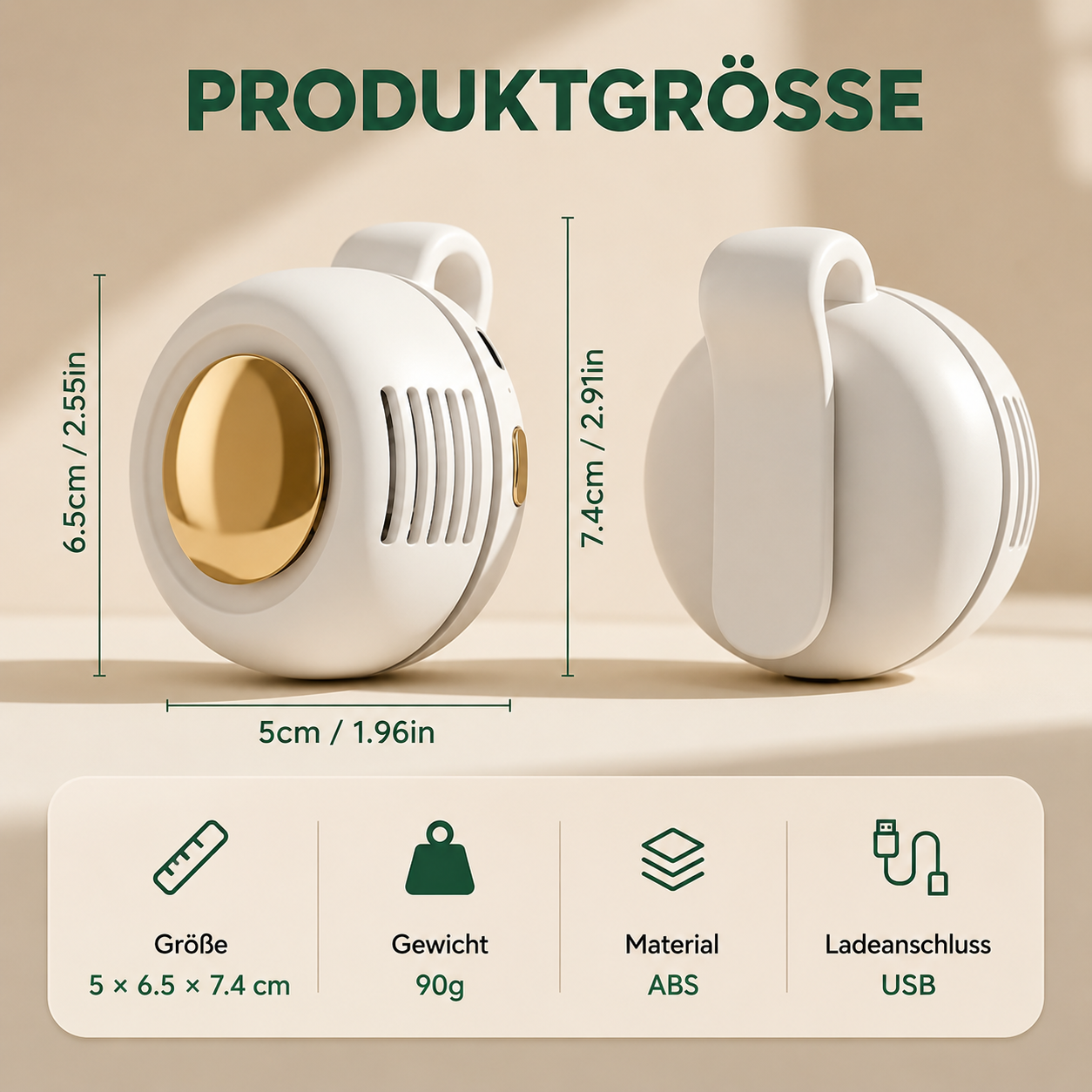 Tragbarer Bladeless Clip-Ventilator – Leiser Mini-USB-Ventilator mit 3 Geschwindigkeitsstufen, Wiederaufladbar, Verstellbar für Reisen, Büro, Sport und Outdoor-Aktivitäten