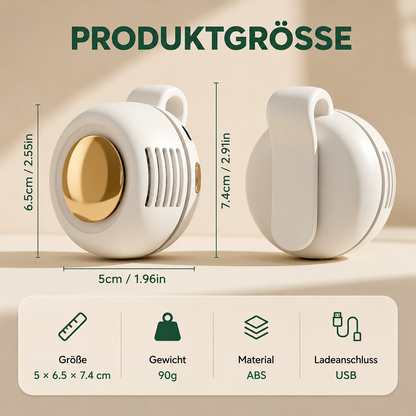 Tragbarer Bladeless Clip-Ventilator – Leiser Mini-USB-Ventilator mit 3 Geschwindigkeitsstufen, Wiederaufladbar, Verstellbar für Reisen, Büro, Sport und Outdoor-Aktivitäten
